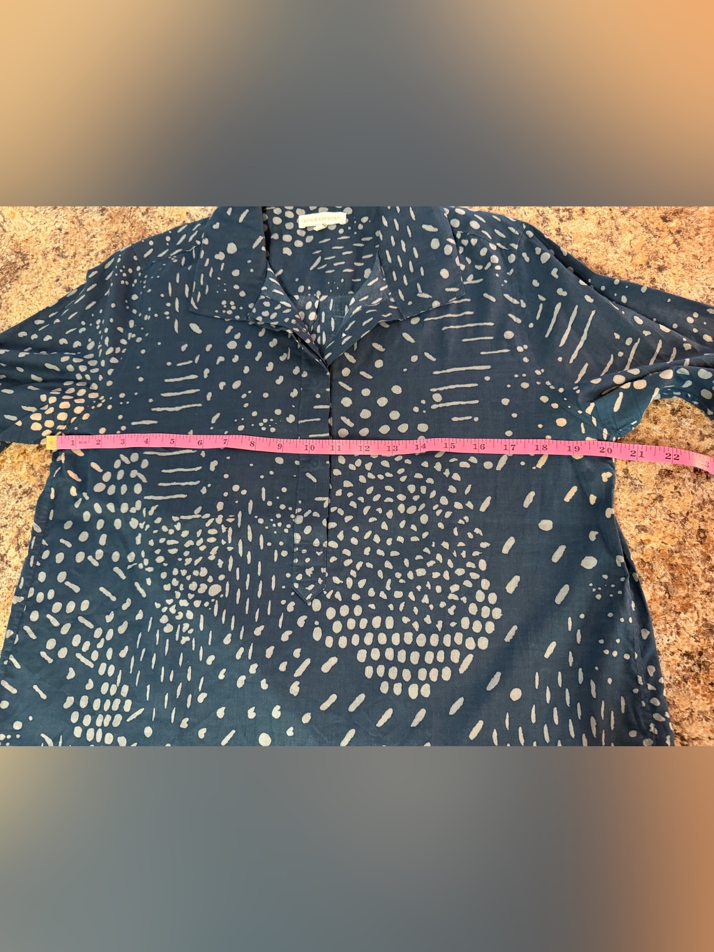 ANN MASHBURN Abstract Dotted 100% Cotton Tomboy Popover Blouse Large - Picture 7 of 8